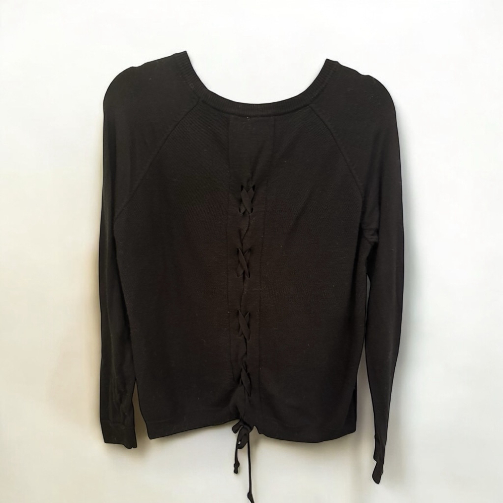 Lululemon Black Lace-Up Back Crew Neck Sweater